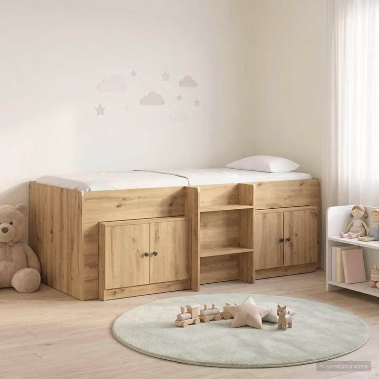 Maison Exclusive - Struttura letto a soppalco con armadio, realizzata in legno impiallacciato effetto "Artisan Oak" (3 pezzi)