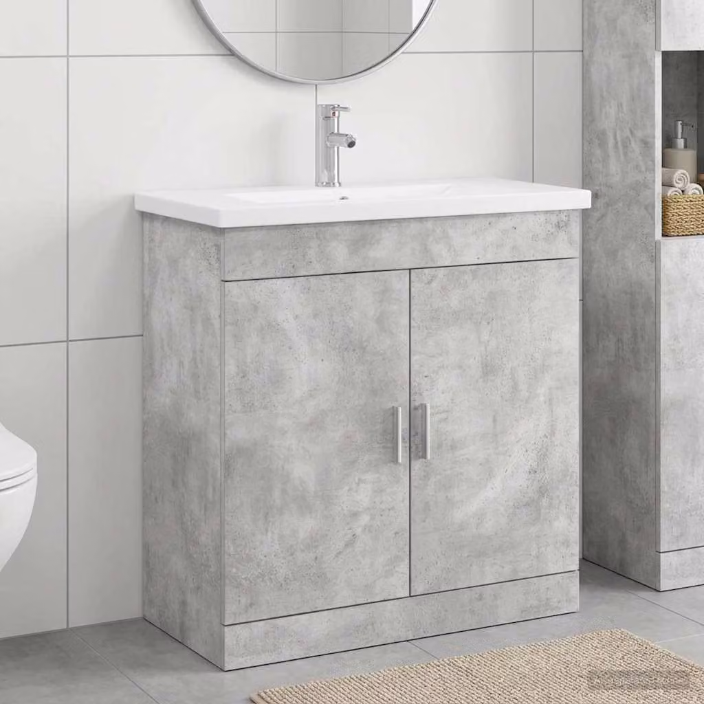 Set di mobili per il bagno moderni vidaXL in MDF Grigio Argento L: 81 cm, P: 40 cm, H: 84,5 cm