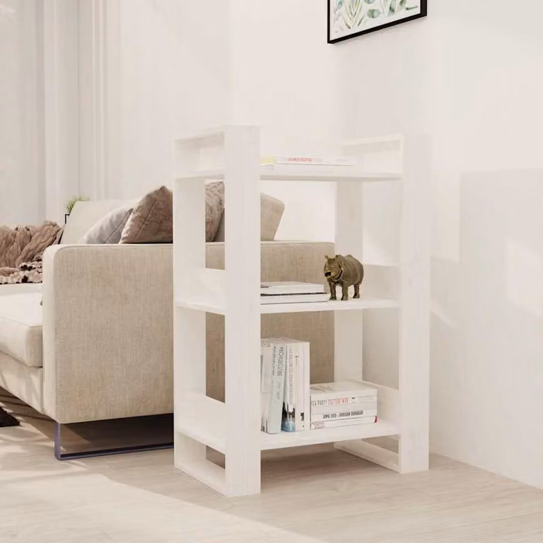 Libreria/Divisorio vidaXL in Legno Massello di Pino Bianco con Finitura Rustica L: 60 cm, P: 35 cm, H: 91 cm