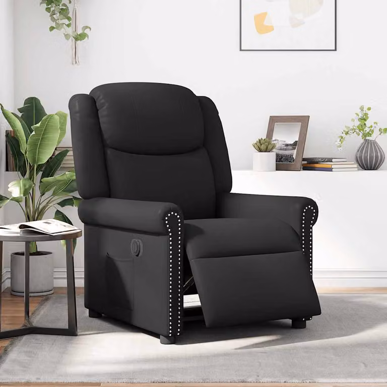 vidaXL Poltrona Reclinabile Elettrica Nero Lucido Similpelle