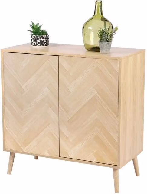 Buffet Meublorama a due porte in stile moderno, colorazione rovere chiaro, L: 80 cm, P: 40 cm, H: 80 cm