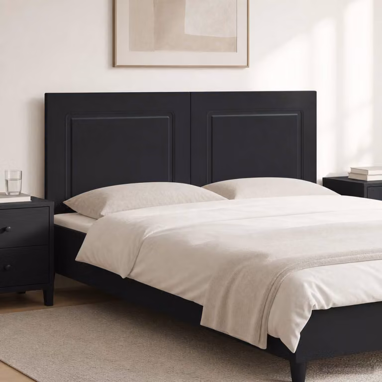 Testiera da muro moderna vidaXL UTRECHT in legno ingegnerizzato nero opaco L: 123 cm, H: 50 cm, P: 10,5 cm