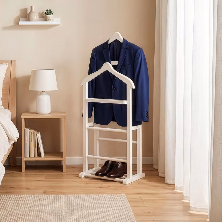 Skye Decor, modello Beta Double - Bianco, Comodino, mobile portaoggetti, bianco, legno, 33,5 x 120 x 46 cm