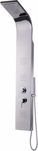 Cheonda - Colonna in acciaio anticalcare lucida con getto a cascata Sphera