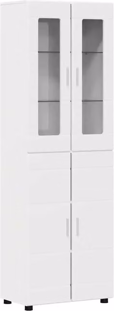 Credenza | Madia | Buffet da pranzo | Armadio da pranzo con lo scaffale FLORIN Bianco Lucido 60 x 35 x 182 cm