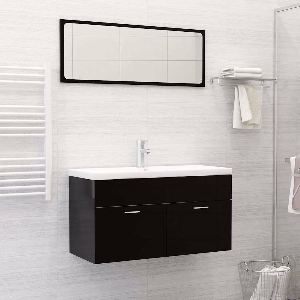 vidaXL Lavabo da Incasso Rettangolare in Ceramica Bianco con Troppo pieno L: 91 cm, P: 39 cm, H: 18 cm