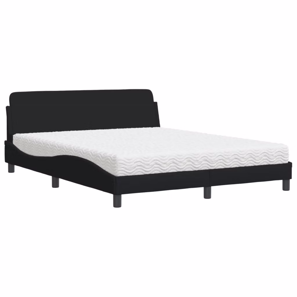Letto con Materasso Dover Nero 160x200 cm in Tessuto