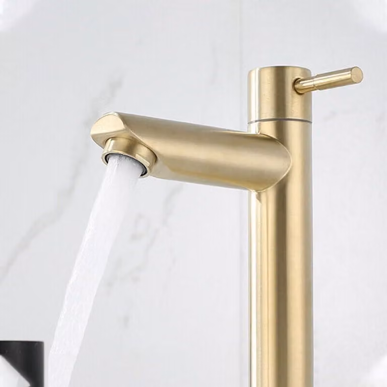 Rubinetto per lavabo, finitura vintage oro spazzolato, 182 x 120 mm, acciaio inossidabile, adatto per bagno e cucina