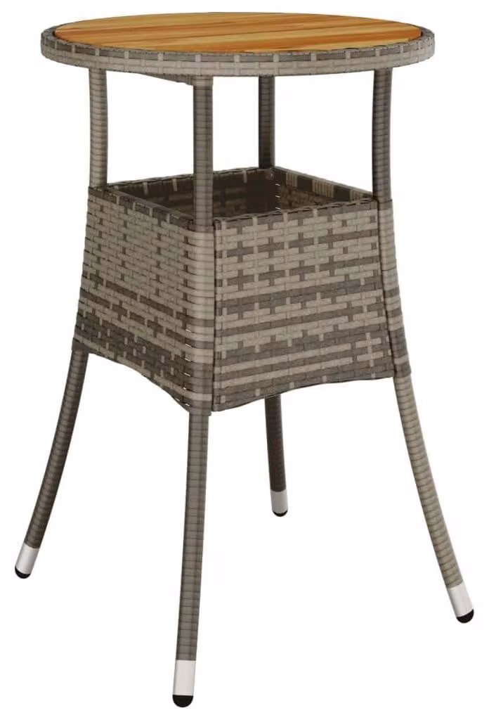 Tavolo da giardino in legno di acacia e rattan sintetico, diametro 60 x 75 cm