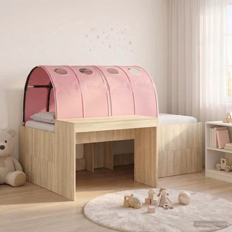 Letto a soppalco esclusivo con scrivania per bambini, realizzato in legno multistrato, confezione da 3 pezzi