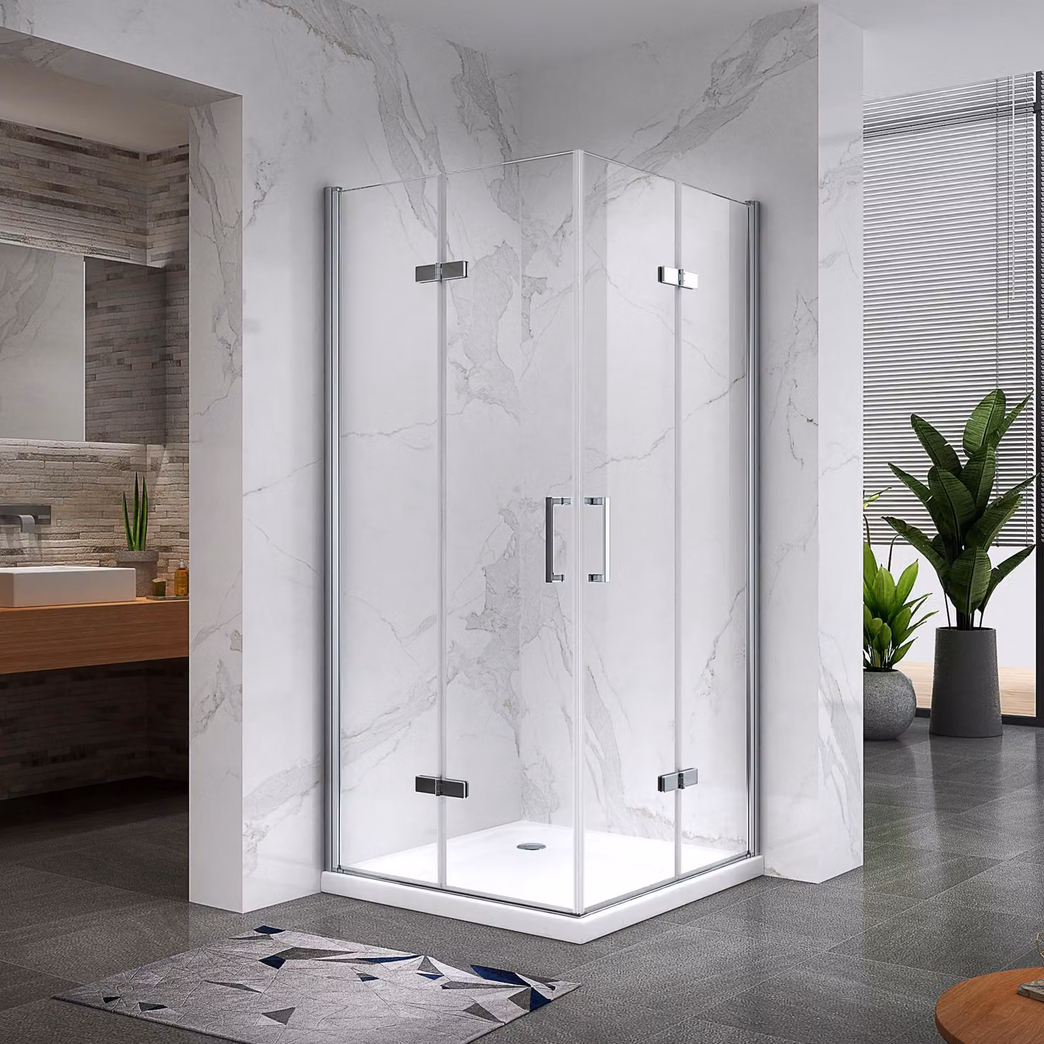 Cabina doccia pieghevole i-flair 95x95x190 cm in vetro di sicurezza trasparente da 6 mm - DK11