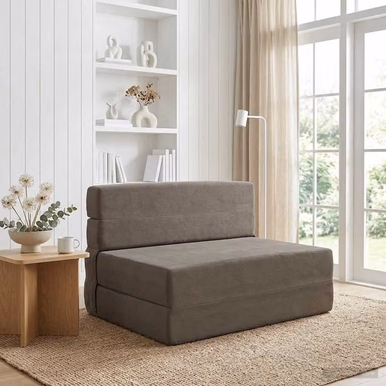vidaXL Divano Letto Pieghevole Moderno in Tessuto Grigio, L 70 cm x P 72 cm x H 60 cm