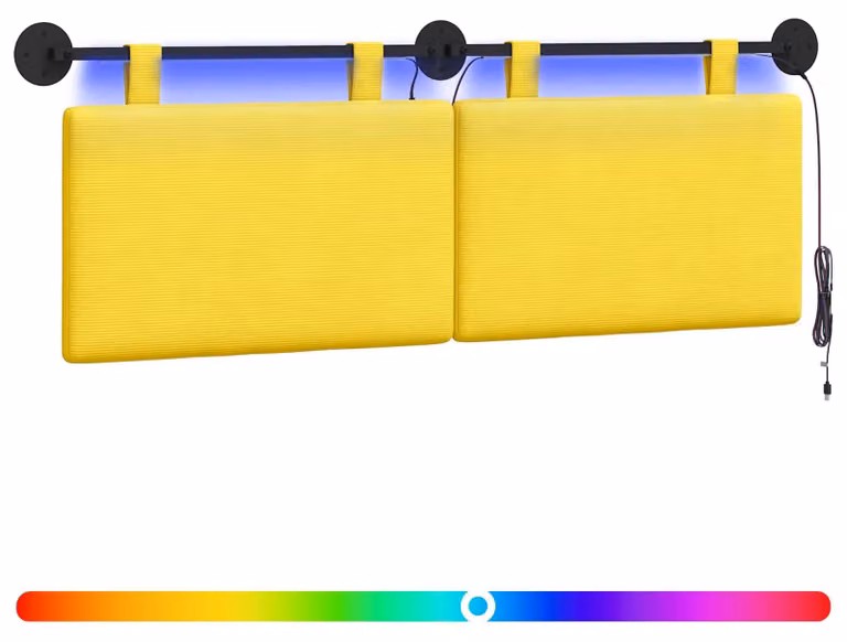 Testiera sospesa Con luce LED Giallo Chiaro Tessuto in Cords