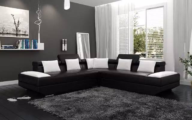 Wohnlandschaft Polster Ecke Eck Sofa mit USB Garnitur Landschaft Leder 2719B