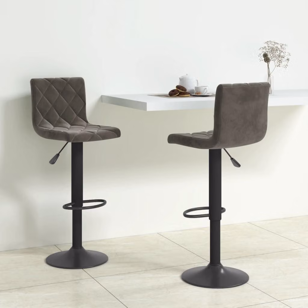 Set di 2 sedie da bar vidaXL in velluto grigio scuro con base girevole a 360 gradi