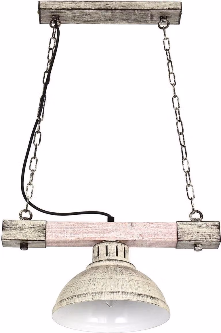Lampada a sospensione vintage "Hakon" metallo legno shabby bianco E27 luce a sospensione soggiorno sala da pranzo tavolo da pranzo