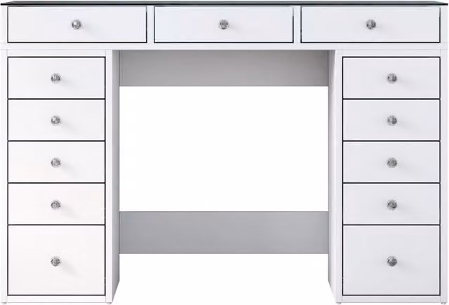 Toeletta con cassetti integrati in legno "Sina" - 120 x 44 x 80 cm - Bianco