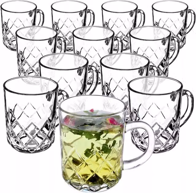 Set di 12 bicchieri da tè e caffè KADAX da 230 ml con manico.