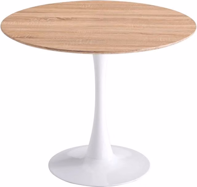 LÚZETE - TAVOLO SAN ANTONI Ø90 CM GAMBA BIANCA PIANO BIANCO PIANO NATURALE