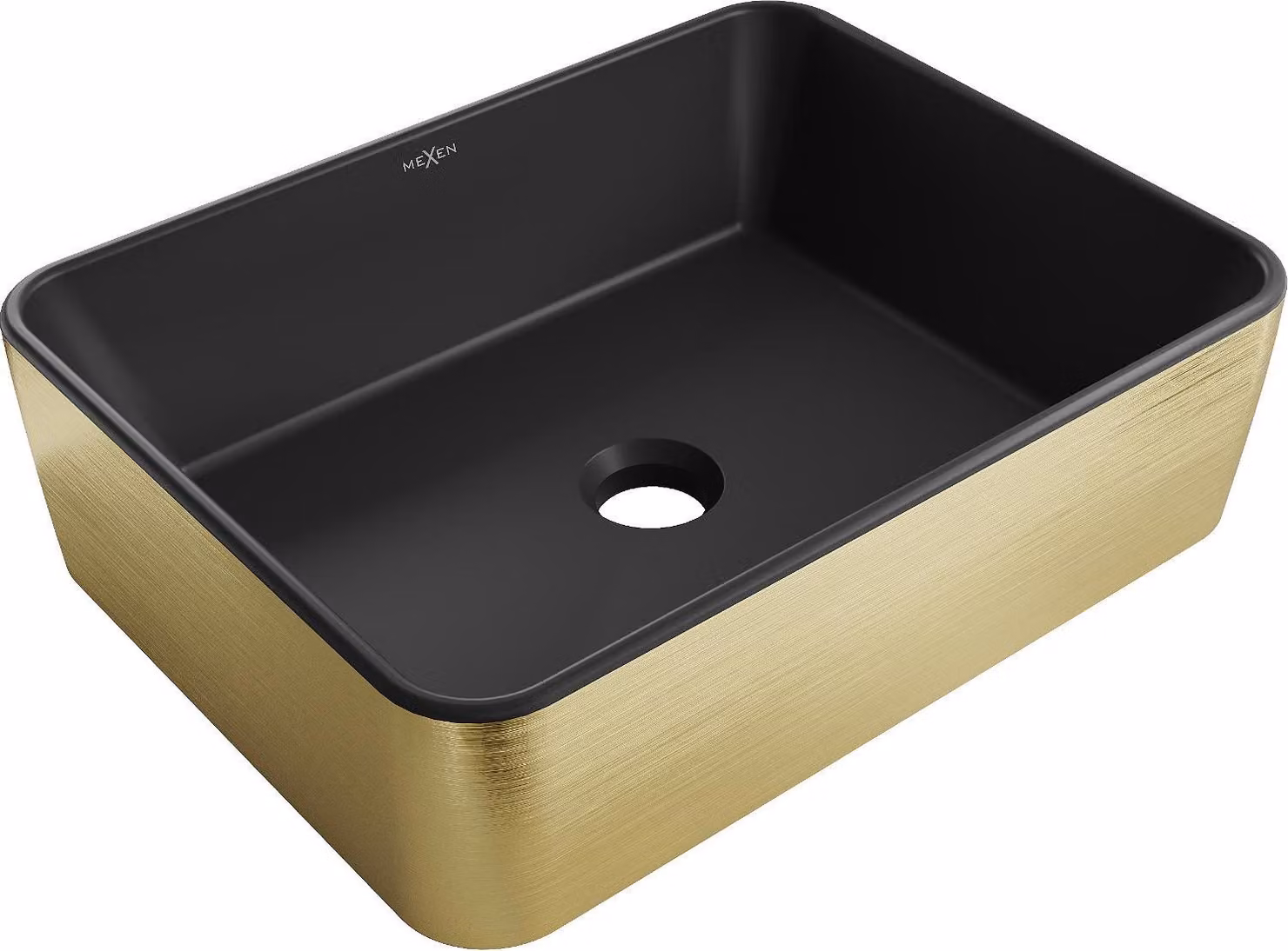 Mexen Catia lavabo da appoggio 48 x 37 cm, nero opaco/motivo oro linee - 21314877
