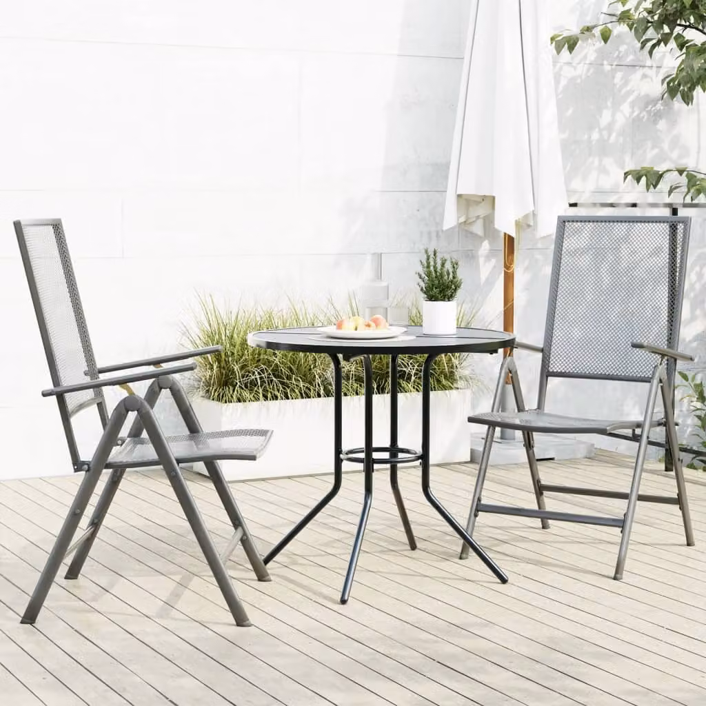 Maison Exclusive - Set di sedie da giardino, 3 pezzi, regolabili, in acciaio verniciato a polvere