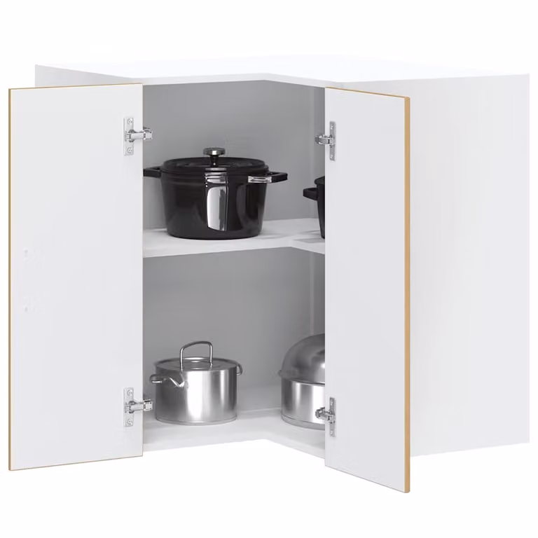 Pensile da cucina ad angolo moderno vidaXL Kalmar in MDF bianco e marrone con ante a battente e ripiani interni