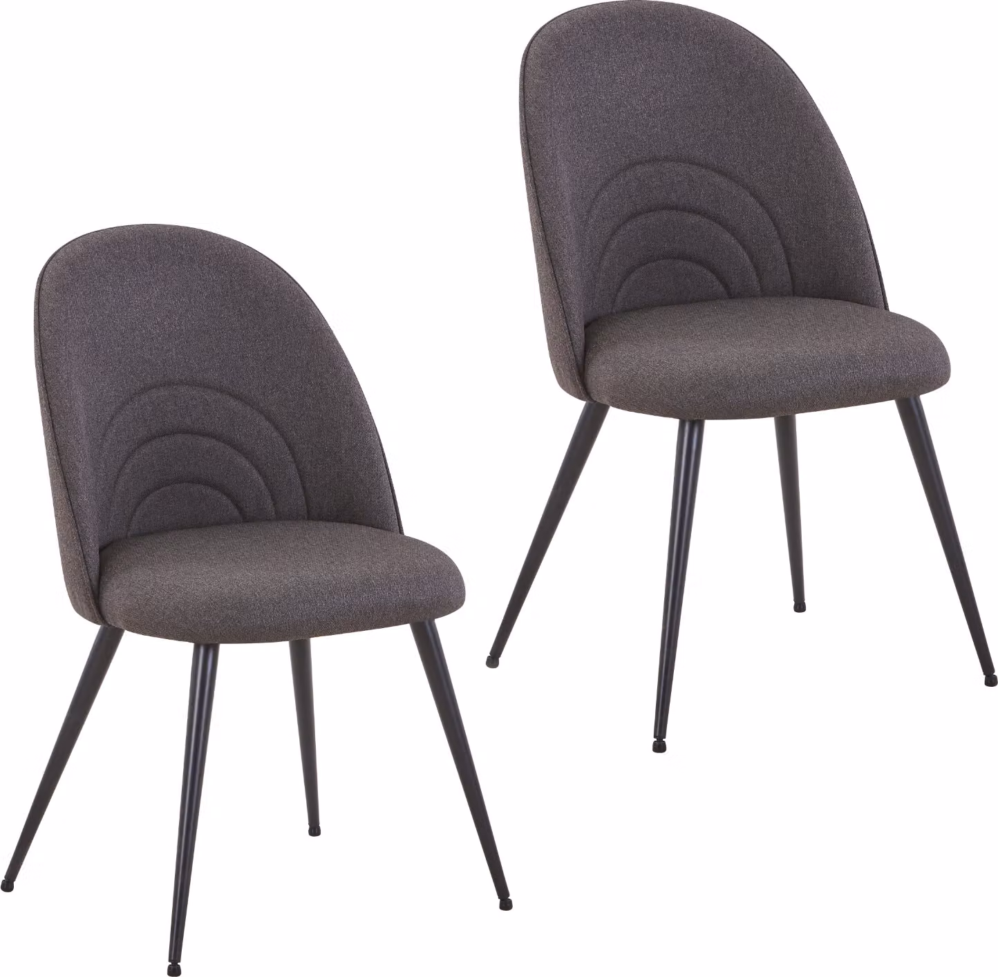 SVITA ANITA Set da 2 sedie da pranzo imbottite con rivestimento in tessuto e gambe in metallo, grigio scuro