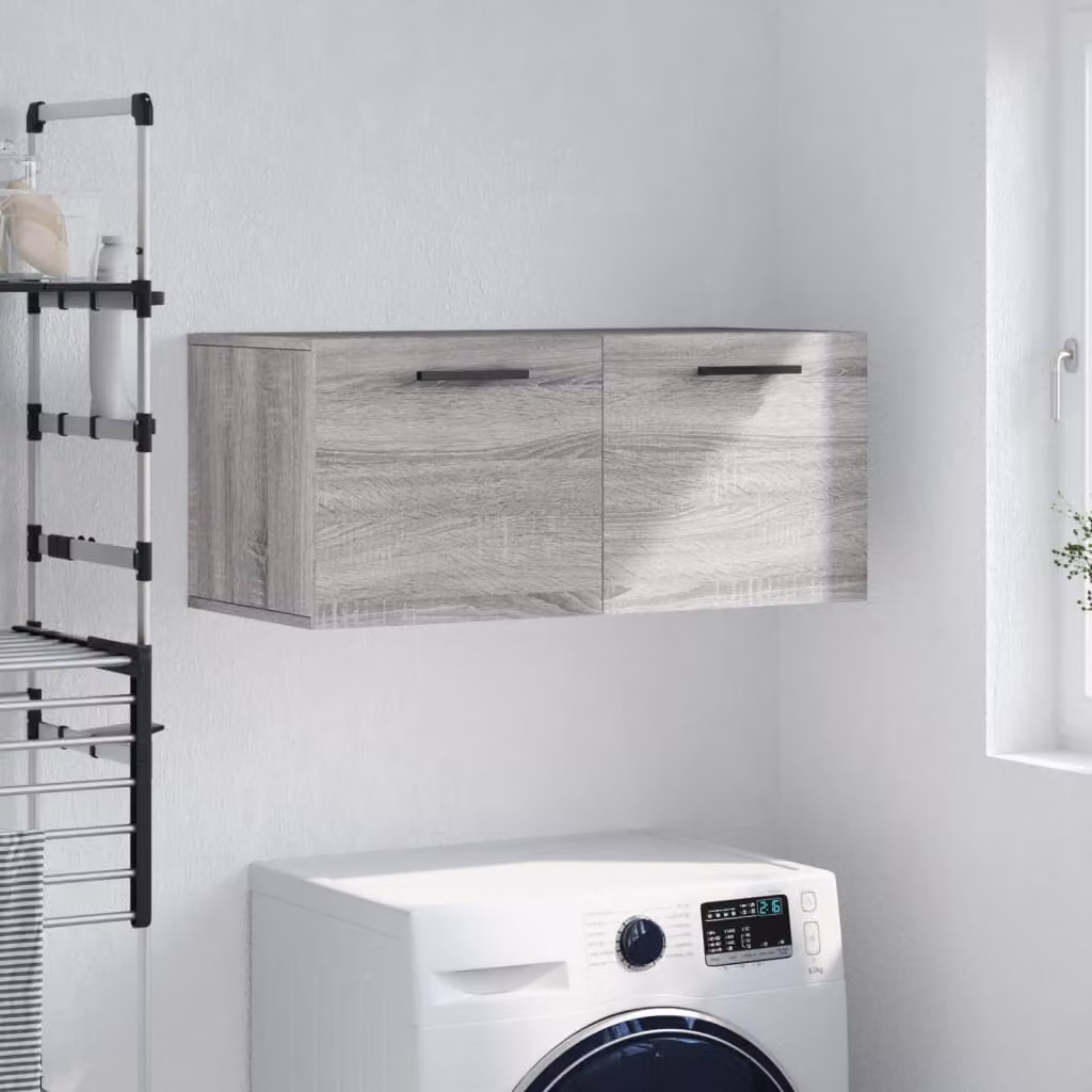 Mobile a parete vidaXL in legno multistrato e MDF, colore grigio Sonoma, L 80 x P 36,5 x H 35 cm