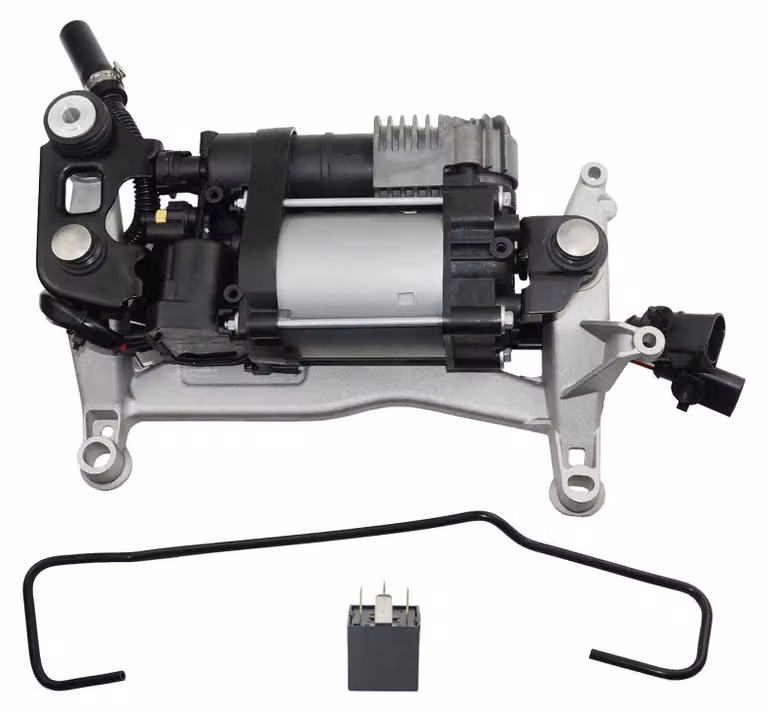 Compressore per sospensioni pneumatiche - Pompa compressore con relè - Compatibile con Porsche Cayenne 92A (2011-2018) e VW Touareg 7P5 - Codici originali: 95835890100, 95835890101