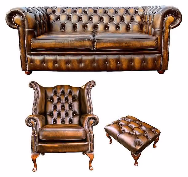 Design Chesterfiel Couch Sofa Garnitur Sofa Set Leder Ohrensessel