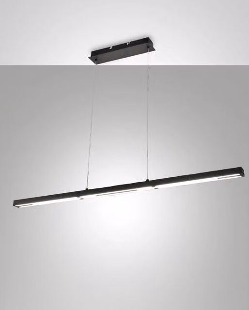 Lampada a Sospensione LED Ling 40W 4800lm 3000K, Struttura in Metallo e Metacrilato Nero, Classe 2, Dimmerabile - Ling Series