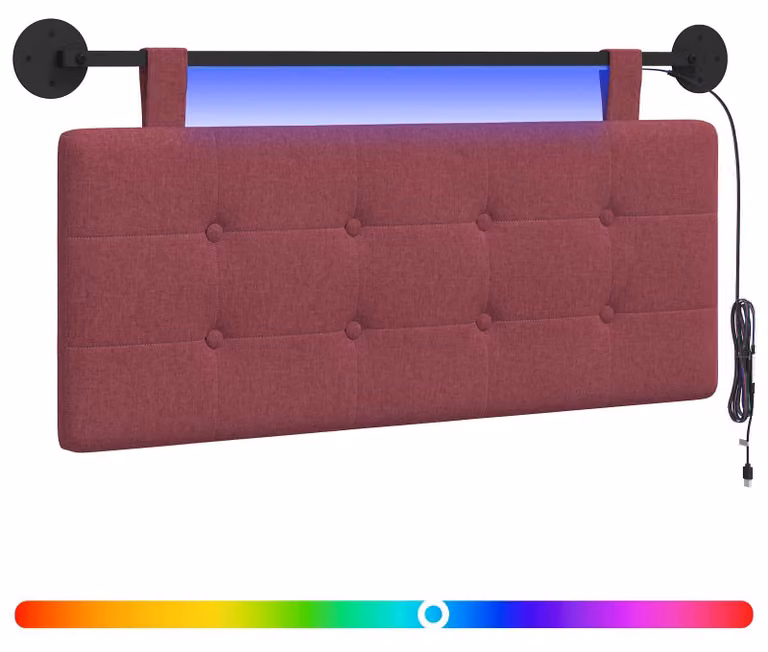 Testiera sospesa Con luce LED Rosso Vino Tessuto