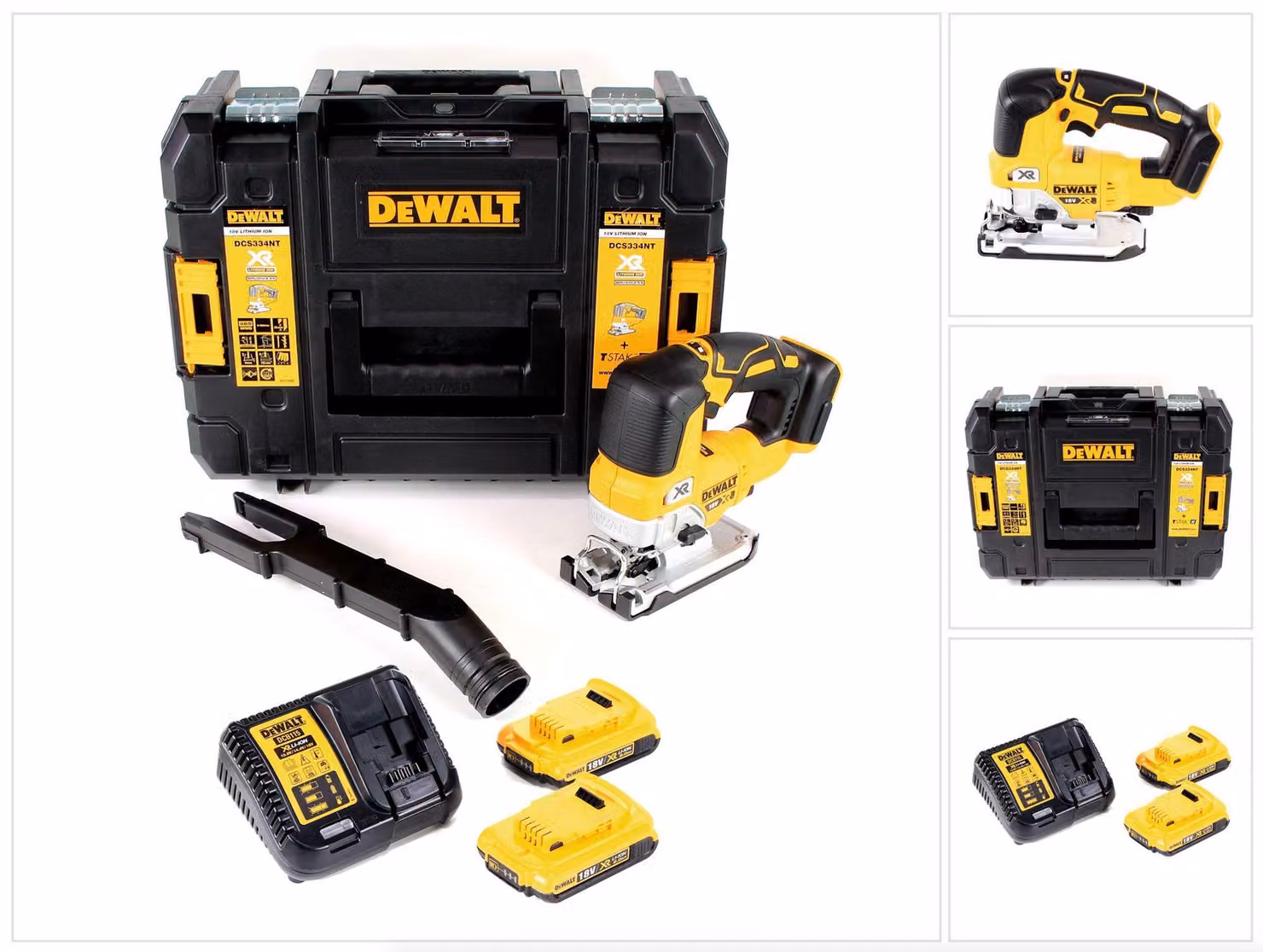 DeWalt DCS 334 D2 Seghetto alternativo a batteria 18V in valigetta T-STAK + 2x Batterie 2,0Ah + Caricabatterie