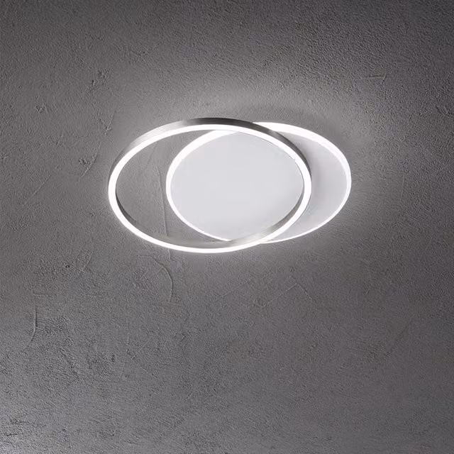 Plafoniera Moderna Perenz Orbit in Alluminio e Plastica, LED 43W, Luce Bianco Caldo, Bianco e Grigio
