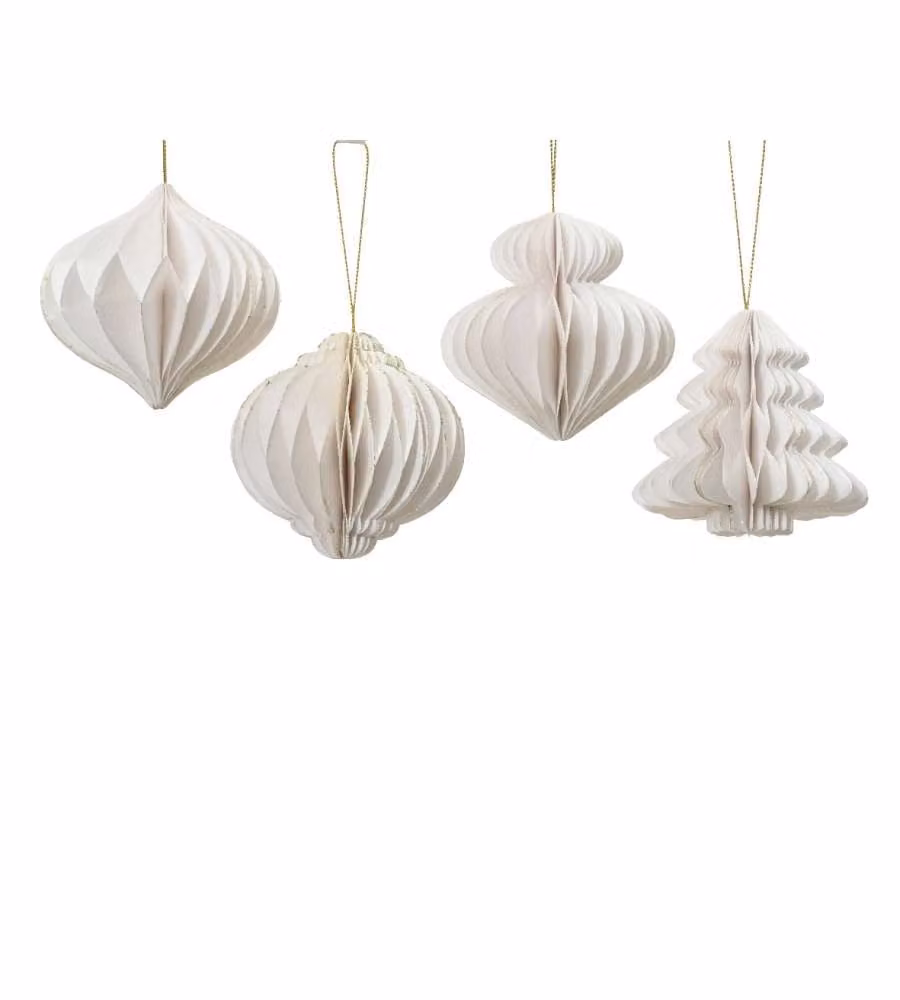 Decoris Addobbo Natalizio in Carta - Bianco - 8 cm