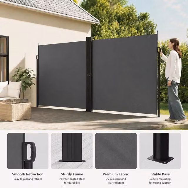 Extendable Side Awning, Anthracite, 200x600 Cm