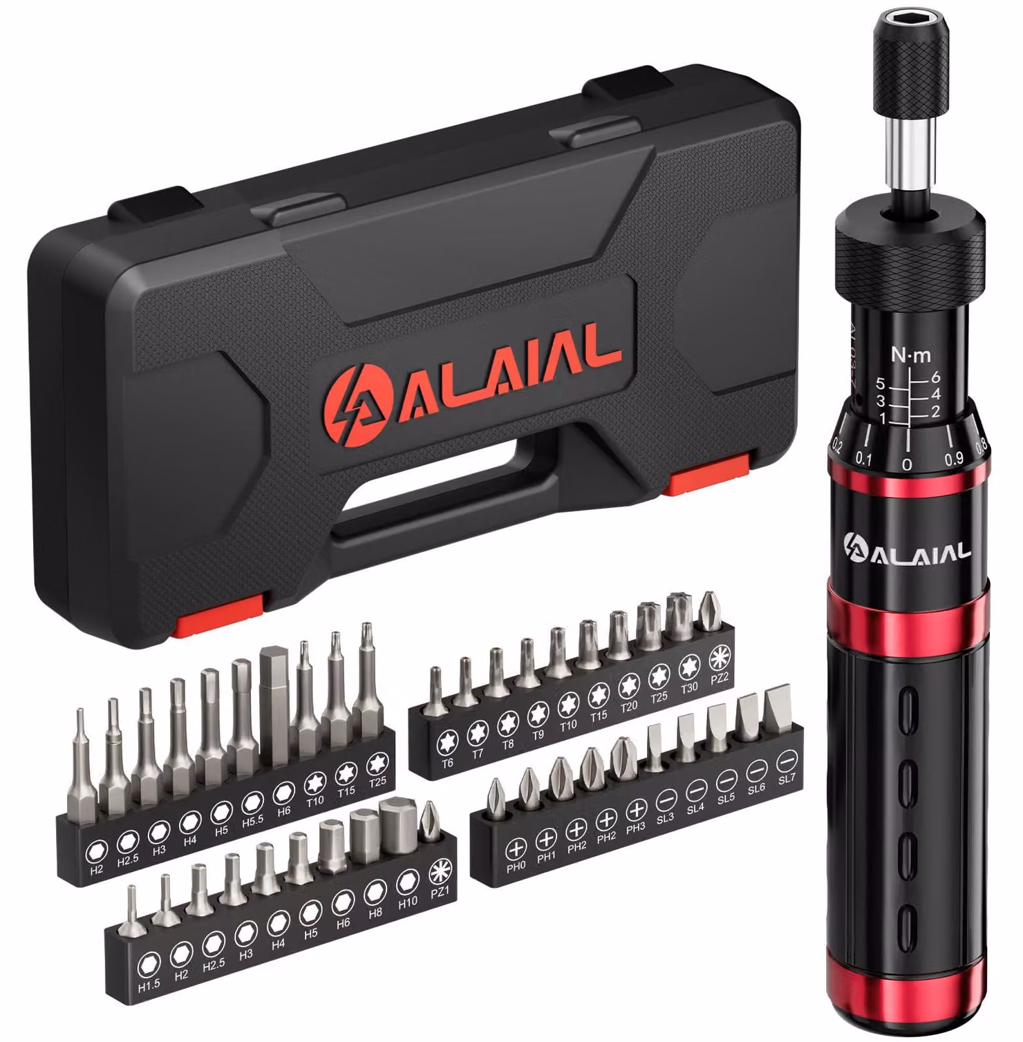 Avvitatore a coppia regolabile da 1/4", 1-6 Nm, set da 41 pezzi, per biciclette