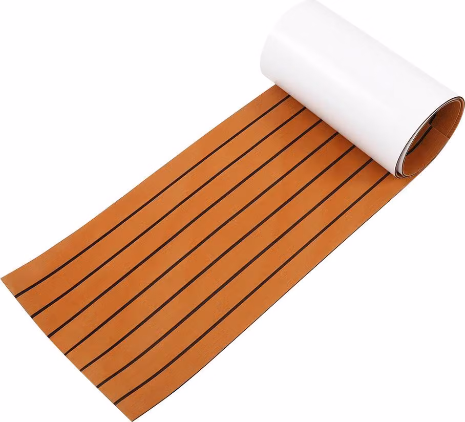 Tappetino autoadesivo in schiuma EVA per imbarcazioni, antiscivolo, marrone, per tavole di coperta di yacht marini, 240 x 45 x 0,6 cm