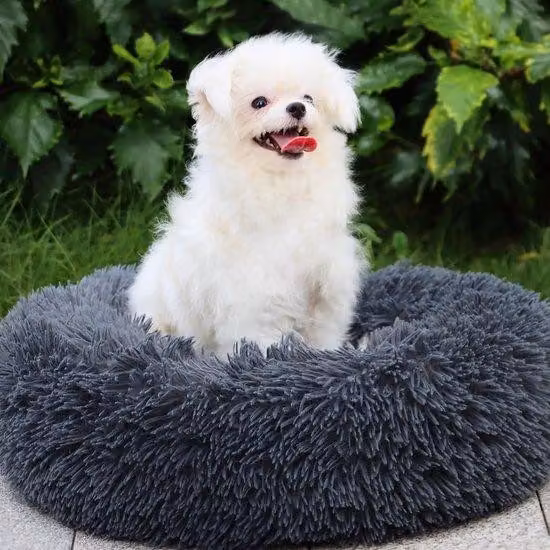 Cuccia per cani, cuscino in peluche 50 cm, cuccia per cani di taglia piccola e media, lavabile, grigio scuro