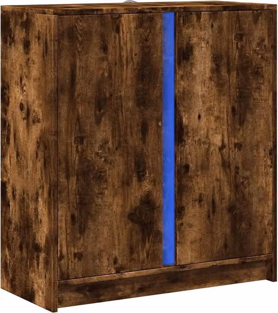 Buffet credenza cassettiera mobiletto mobile contenitore organizer per cucina soggiorno salotto con illuminazione a LED 77 x 34 x 85 cm legno ingegnerizzato marrone 02_0029784