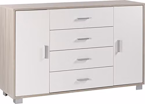 Sarmog Kit Mobile 4 Cassetti 2 Ante H86 L70 P41 cm Struttura Olmo Frontale Bianco 775k Credenza per Soggiorno