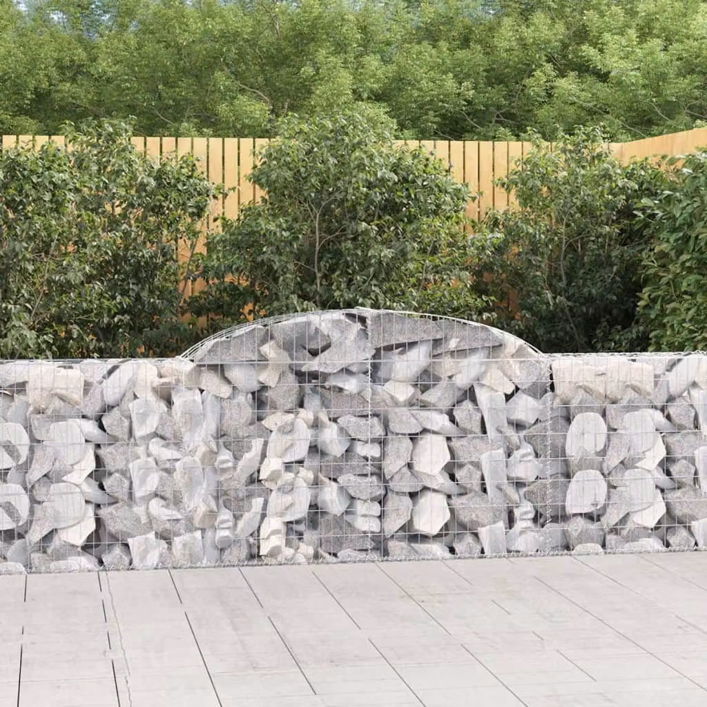 Set di 30 Cesti Gabbioni ad Arco vidaXL in Acciaio Zincato Grigio L: 300 cm, P: 30 cm, H: 80/100 cm