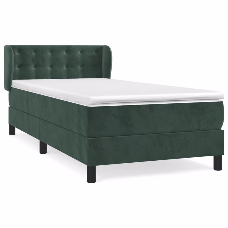 Giroletto a Molle con Materasso Verde Scuro 90x190 cm Velluto