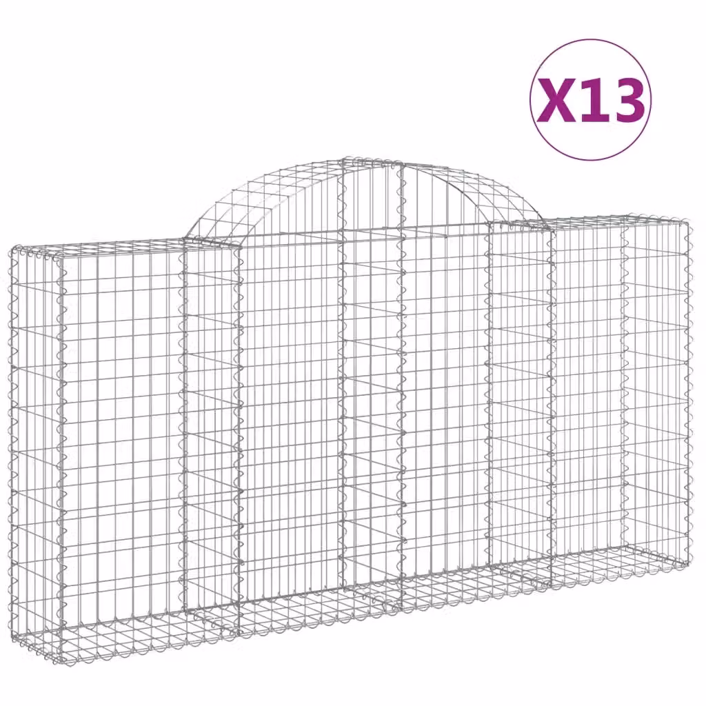 Set di 13 Cesti Gabbioni ad Arco Videx in Acciaio Zincato Colore Argento L: 200 cm, P: 30 cm, H: 100/120 cm – 2