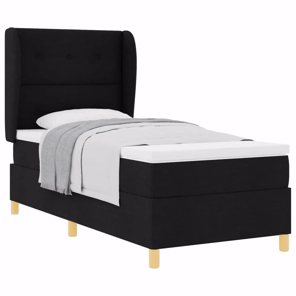 Letto ibrido con testiera in tessuto nero vidaXL L: 200 cm, P: 80 cm, H: 128 cm – 2