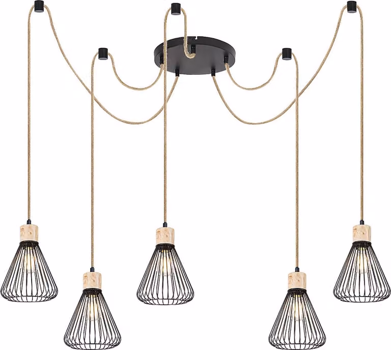 Lampada a sospensione E27 5x40W ragno nero 3150 Farfalle Rabalux