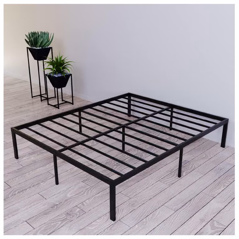 Struttura del letto in metallo, 160x200 cm – Colore nero, robusta, con ampio spazio di stoccaggio
