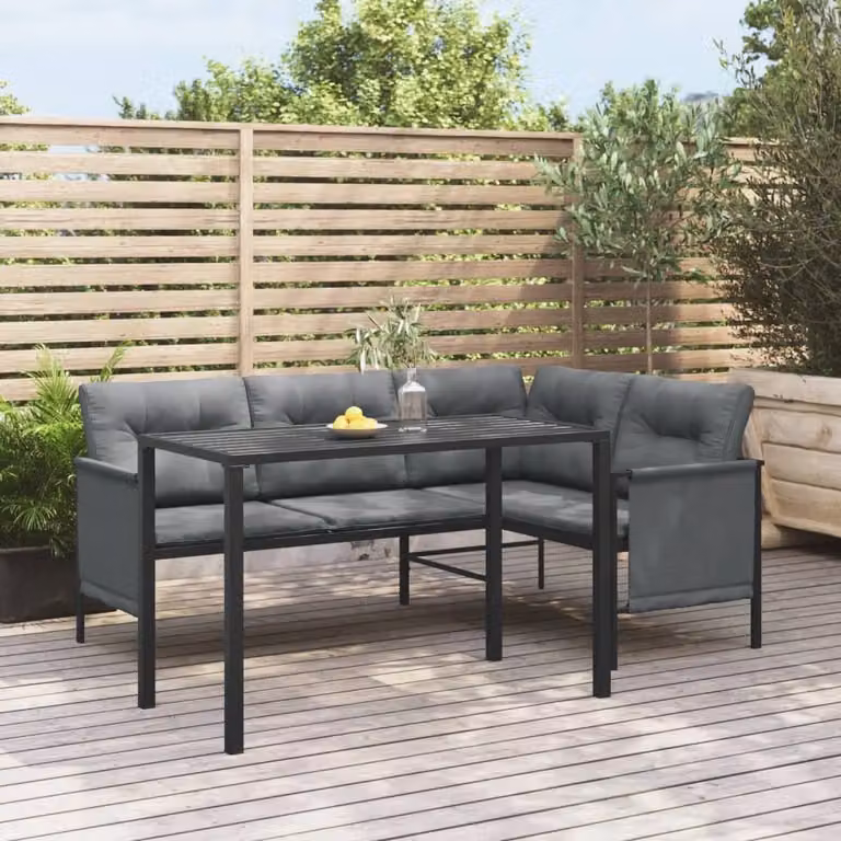 The Living Store tavolo da pranzo da giardino antracite 110x54x70 cm in acciaio