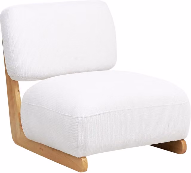 Poltrona Retro Beliani in Tessuto Bianco con Gambe in Legno di Gomma per Soggiorno