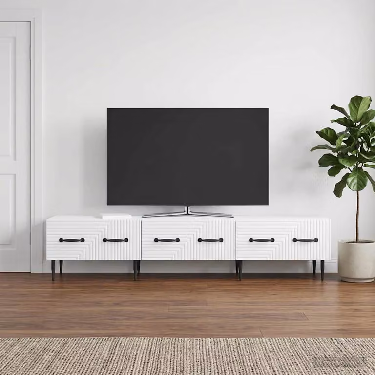 Mobile TV vidaXL Bianco in Legno MDF Moderno L: 147 cm, P: 34,5 cm, H: 30 cm